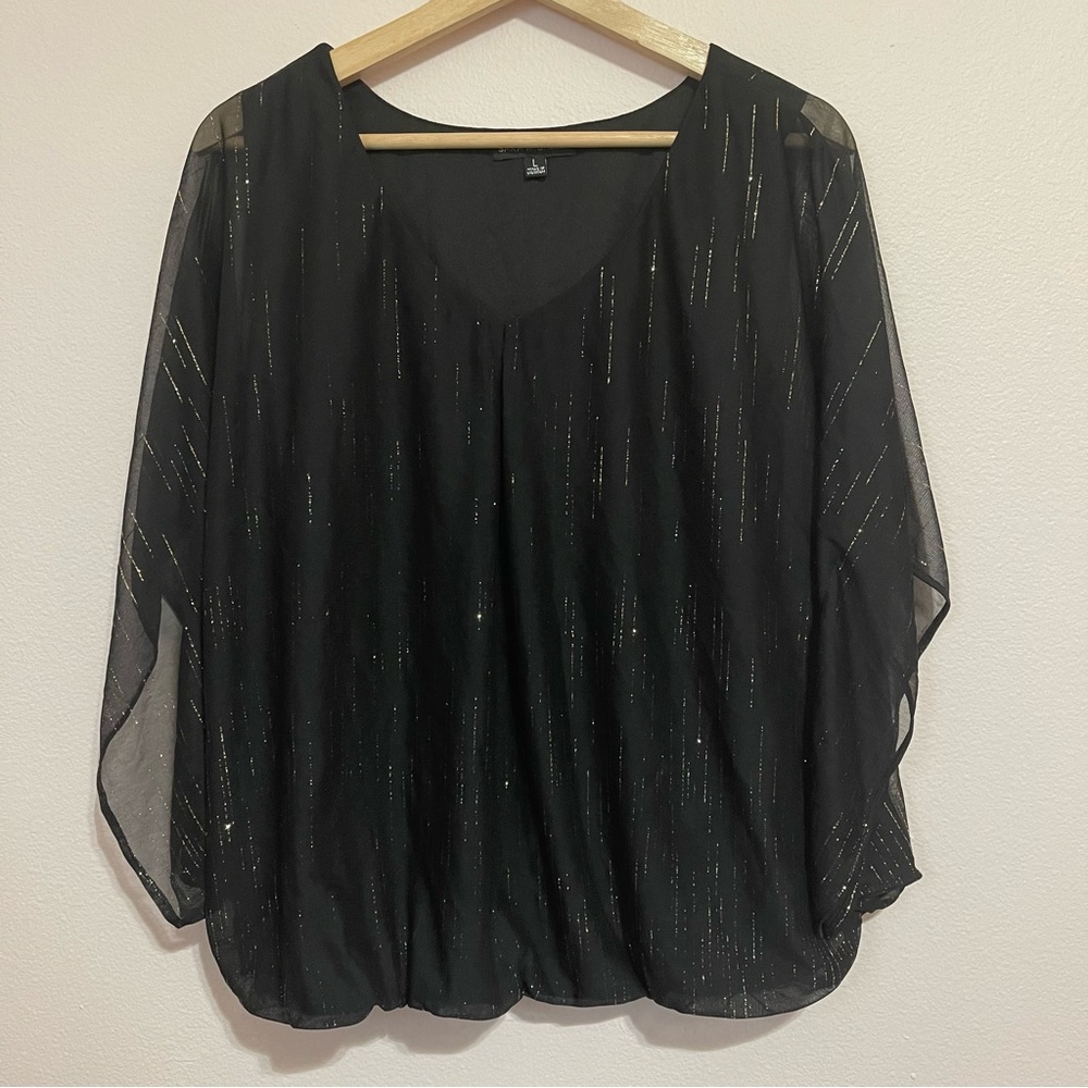 Sara Michelle Black & Gold Shimmer Blouse